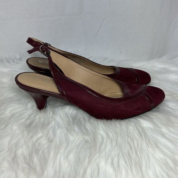 Naturalizer Devon Burgundy Suede Slingback Heels Sz 7.5 - Picture 4 of 6
